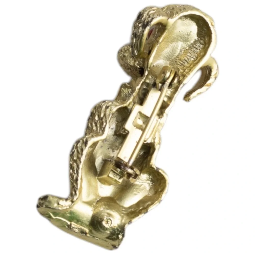 Vintage 1960s Gold Plated Poodle Dog Pin Brooches Set of 2 Small Collectible